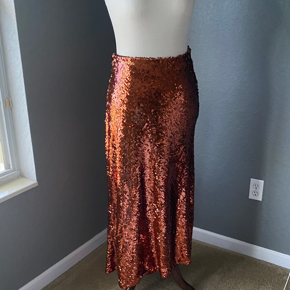 Zara Sequin Copper Skirt NWT